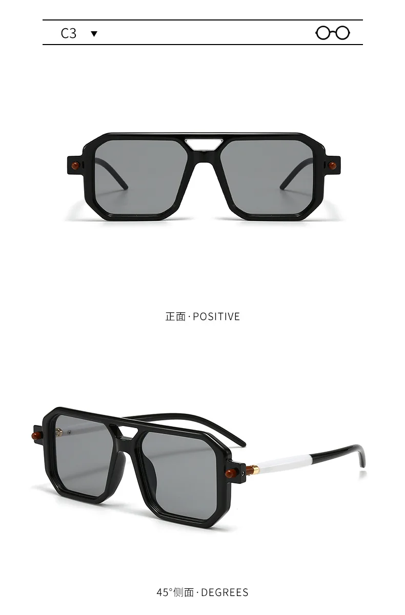Polygon-Sonnenbrille, rechteckig, modisch, beliebt, für Damen und Herren, quadratische Sonnenbrille für Damen und Herren, Sommer-Reisebrille – Detail 11