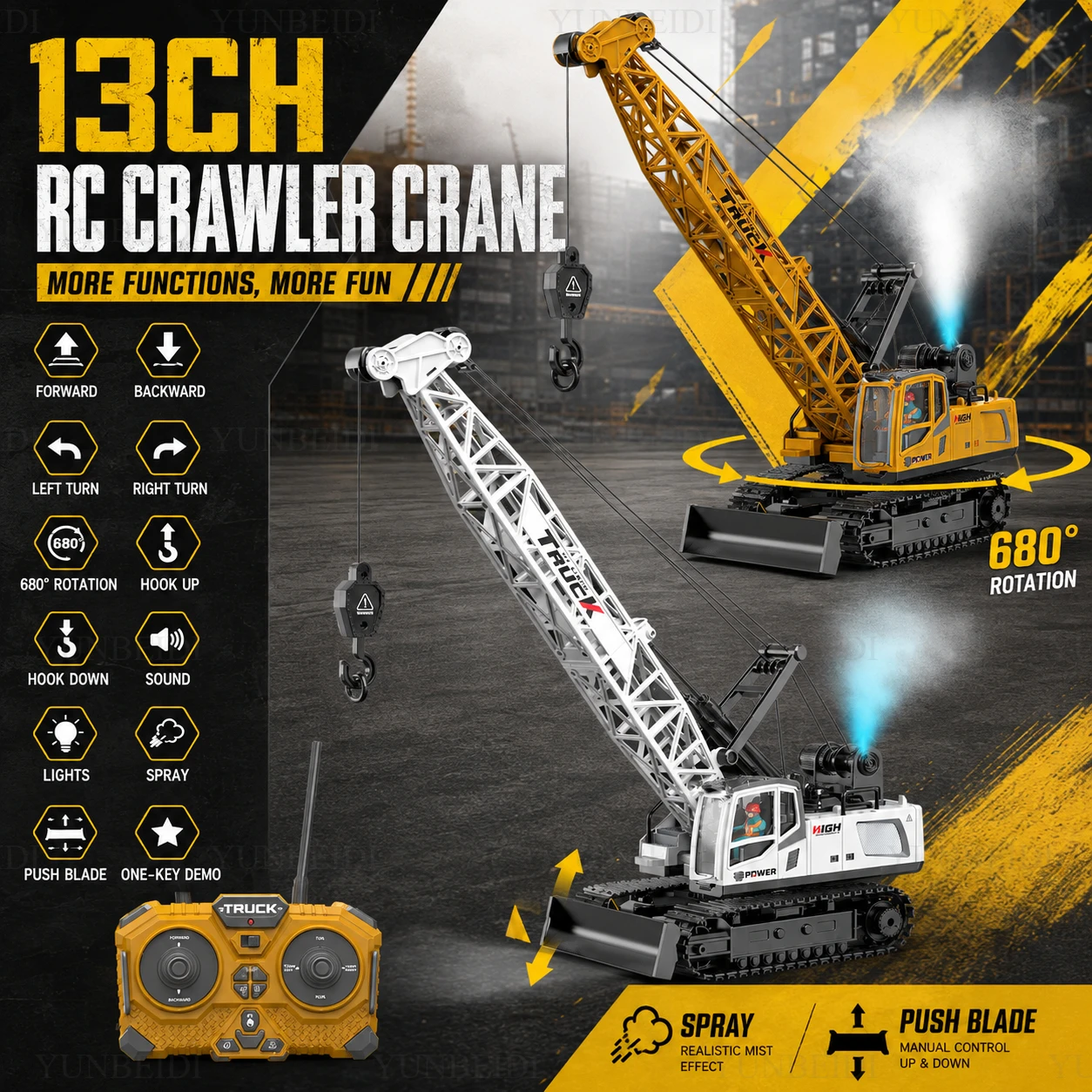 Remote Control Alloy Crane 9CH - Crane Claw Motor ulasan dan harga