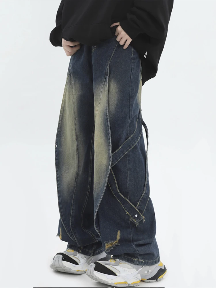 

Women's Blue Baggy Y2k Ripped Jeans Harajuku Oversize Denim Trousers Vintage Japanese 2000s Style Jean Pants Trashy Clothes 2024