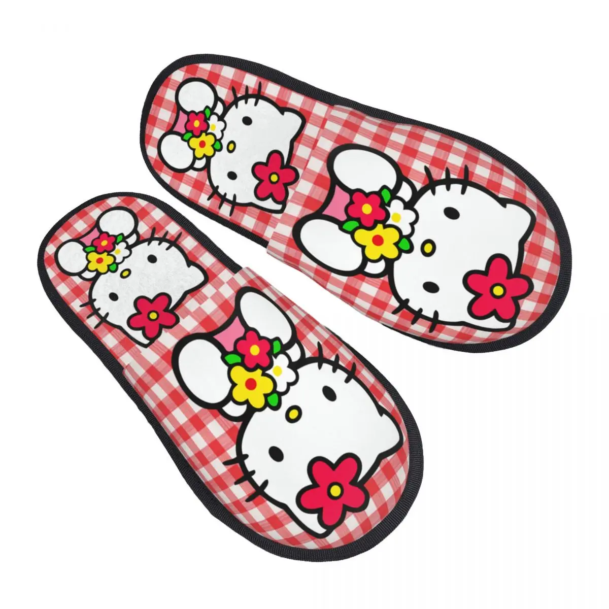 Custom Hello Kitty Cat Soft Memory Foam House Slippers Women Comfy Warm Anti-Skid Slipper