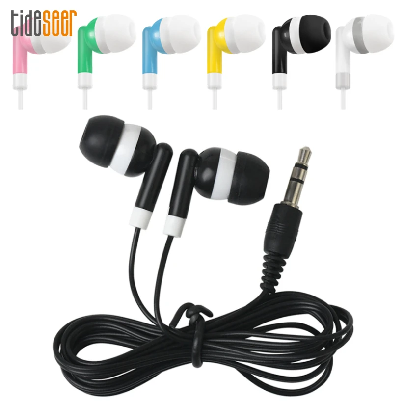 

100pcs Low Cost Earphones Disposable 3.5MM In Ear Wired Stereo Earphone for Museum School Library Bus Train Plane Company Gift