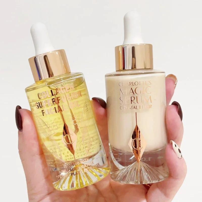 New Charlotte Tilbury Magic Diamond Light Crystal Essence Collagen Superconducting Facial Essence Oil Moisturizing Tighten Skin