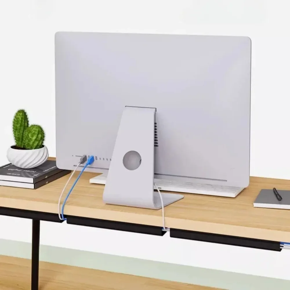 40cm PVC Desk Cable Tray Cable Management Under Desk Channel Cable Raceway Cord Hider No Drilling for Home Office Wire Organizer image 3