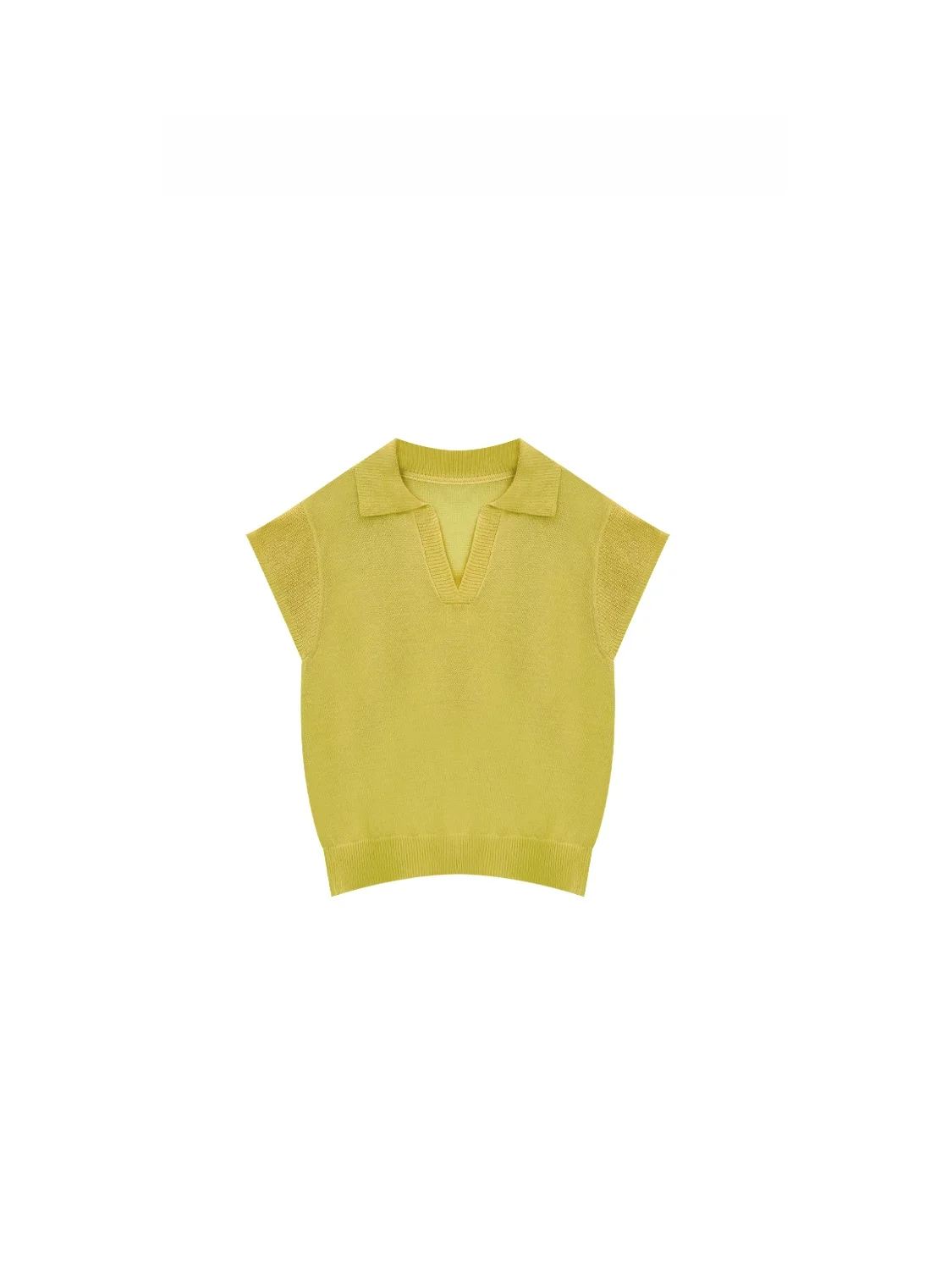 

Новый летний вязаный топ с воротником и универсальным дизайном, женский прямой вязаный свитер-рубашка