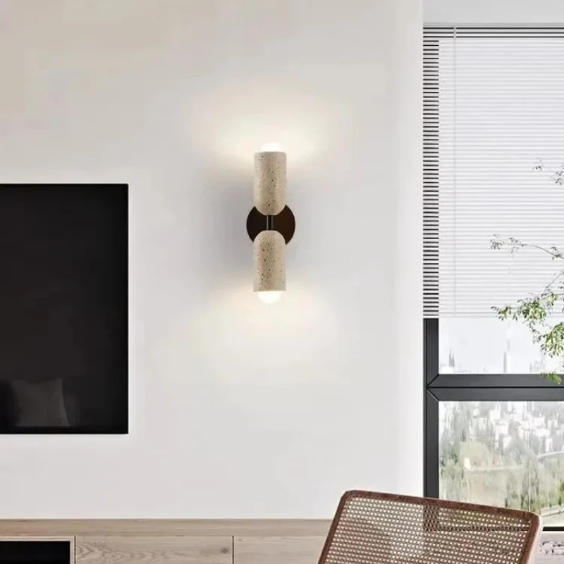 Japanese Wabi Sabi Style Yellow Cave Stone LED Wall Lamp Bedroom Bedside Living Room Background Wall Home Decor Lighting Fixture