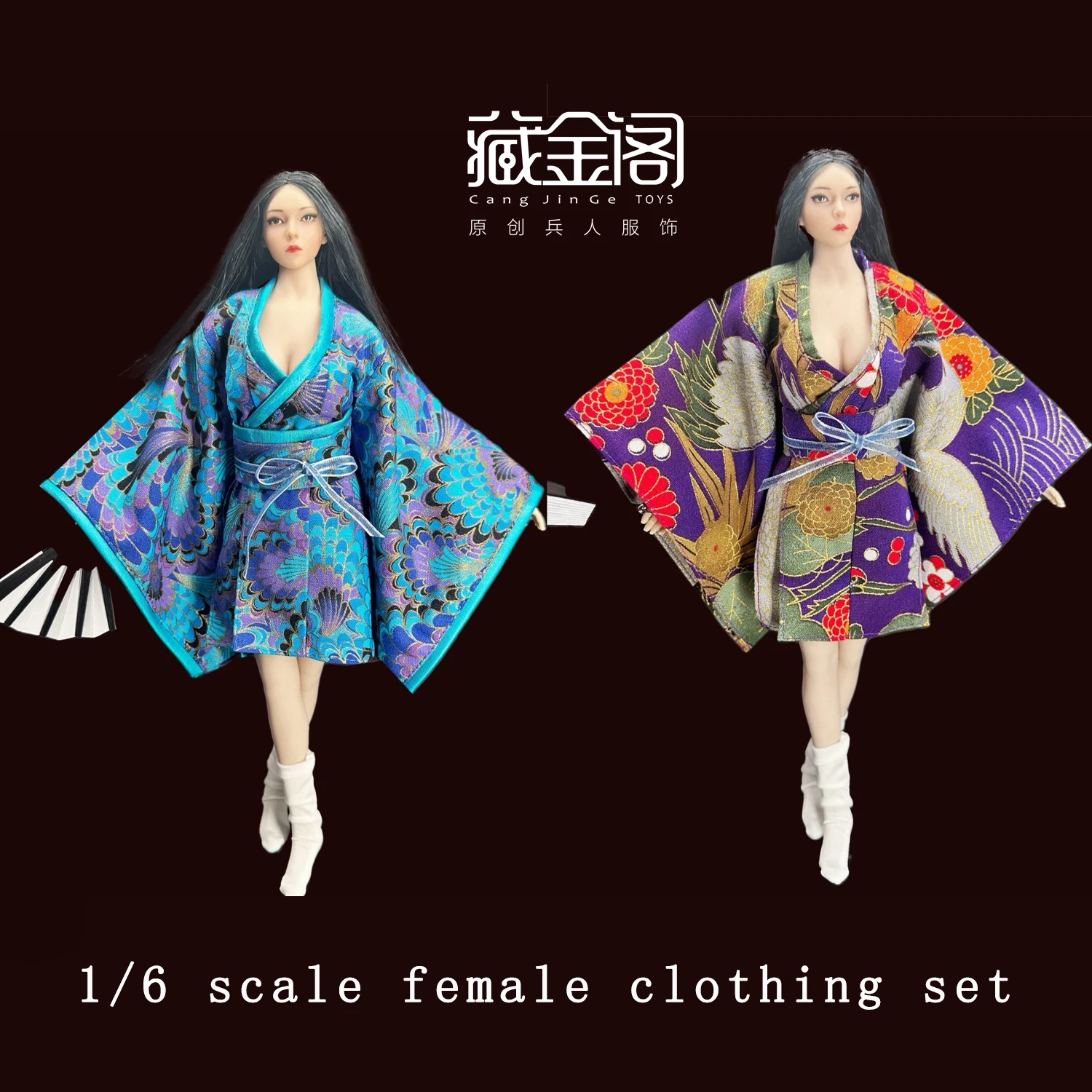 In Stock CJG-058 1/6 Scale Female Soldier Japanese Kimono Vintage Printing Nation Geisha Kimono Fit 12 inch Action Figure Body