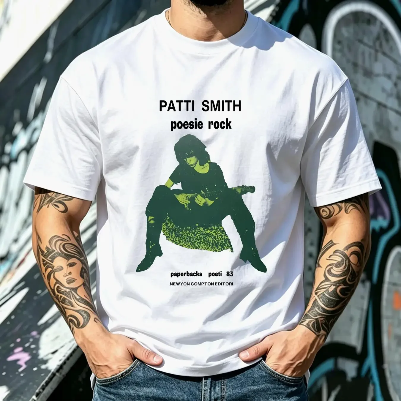 washed T Shirt Patti Smith Poesie Rock Full Size S 5XL SE298 long or short sleeves vintage Washed streetwear Breathable