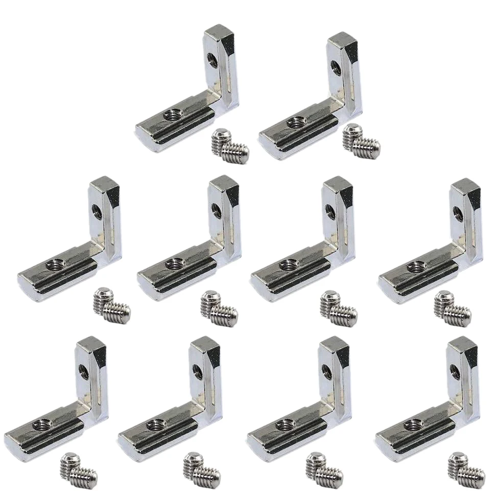 20Pcs T Slot L-Shape Interior Inside Corner Connector Joint Bracket for Aluminum Extrusion Profile 2020 Series Slot 6mm