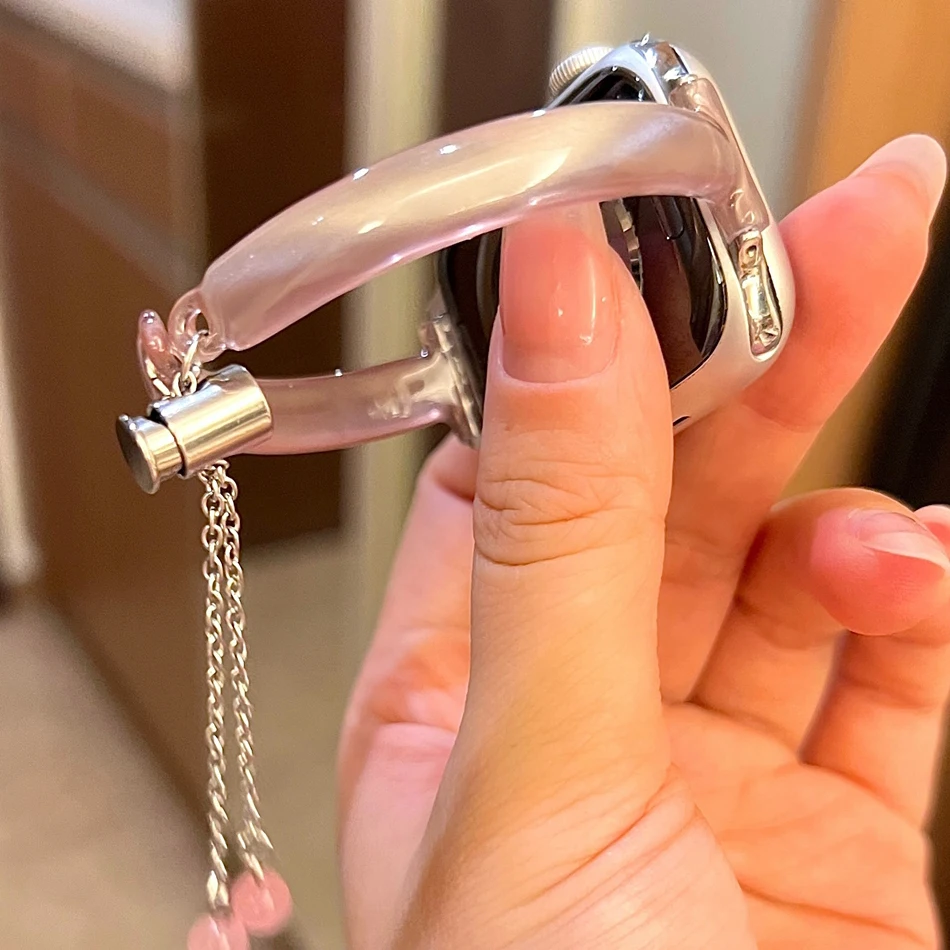 Cat's Eye Bangle Strap For Apple Watch Band S11/10/9/8/7/SE/6/5/4/Ultra 3 IWatch 49/46/45/44/42/41/40/38mm Laser Shiny Bracelet