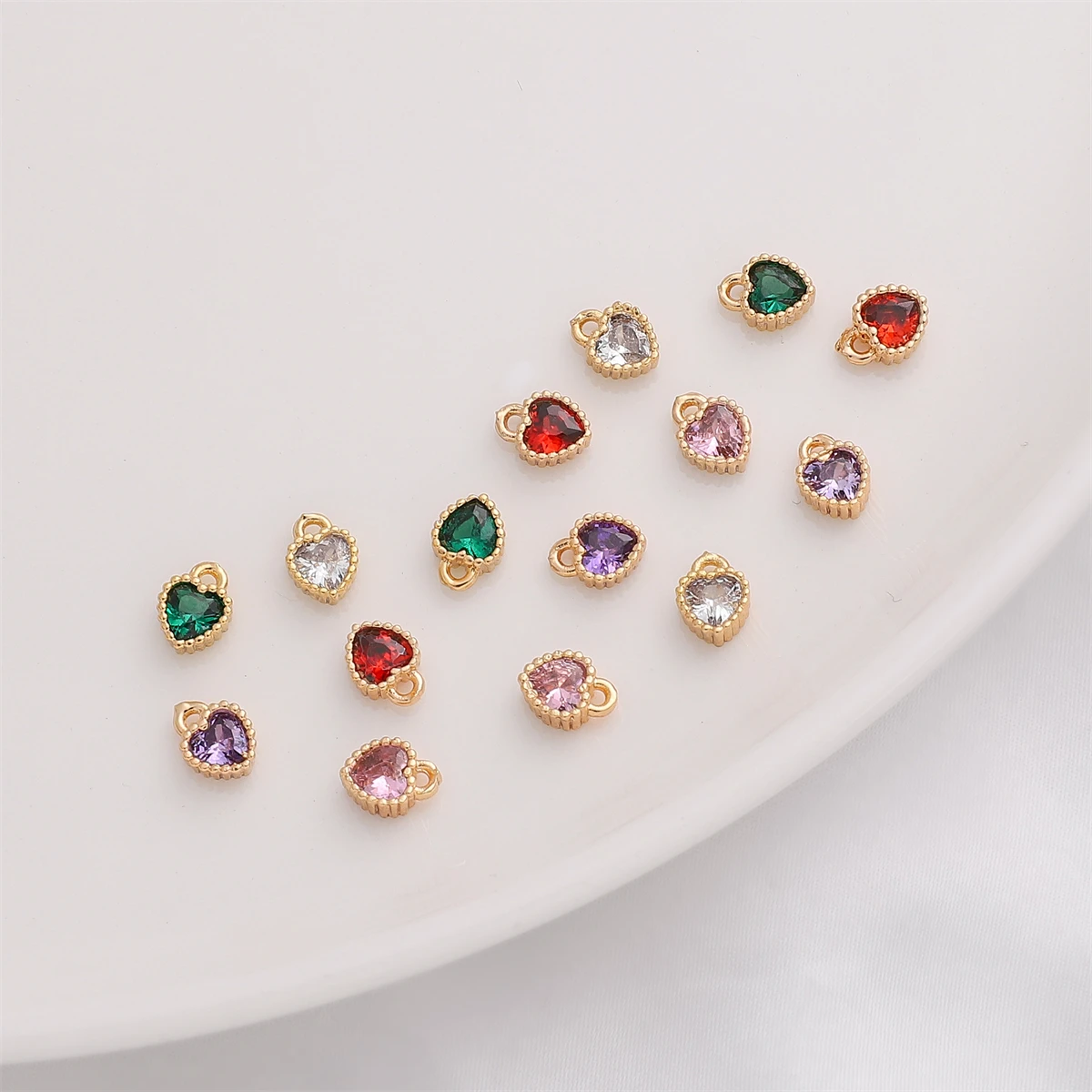 1pc 14K Gold Plated Brass Zircon Exquisite Heart Charm Penant for Women\'s Earring Bracelet Necklace Jewelry Making Findings