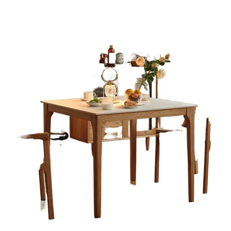 

Nordic solid wood rock slab square table, combination Japanese simple square table