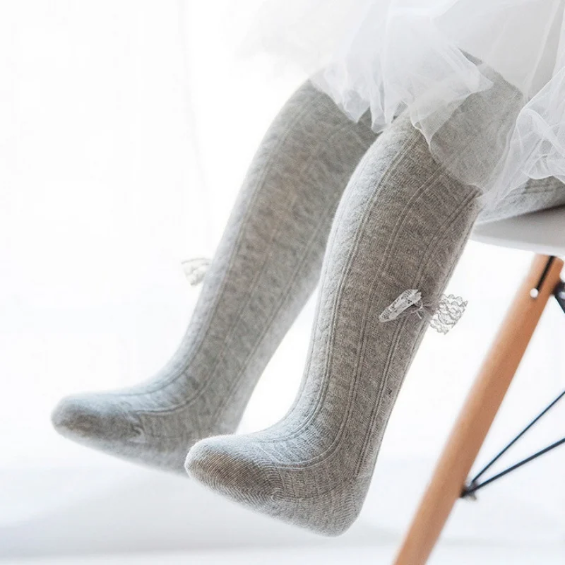 0-5Years Baby Girls Tights Spring Autumn Children Bow Knitted Pantyhose Fashion Cotton Toddler Leggings Kids Clothes Accessories