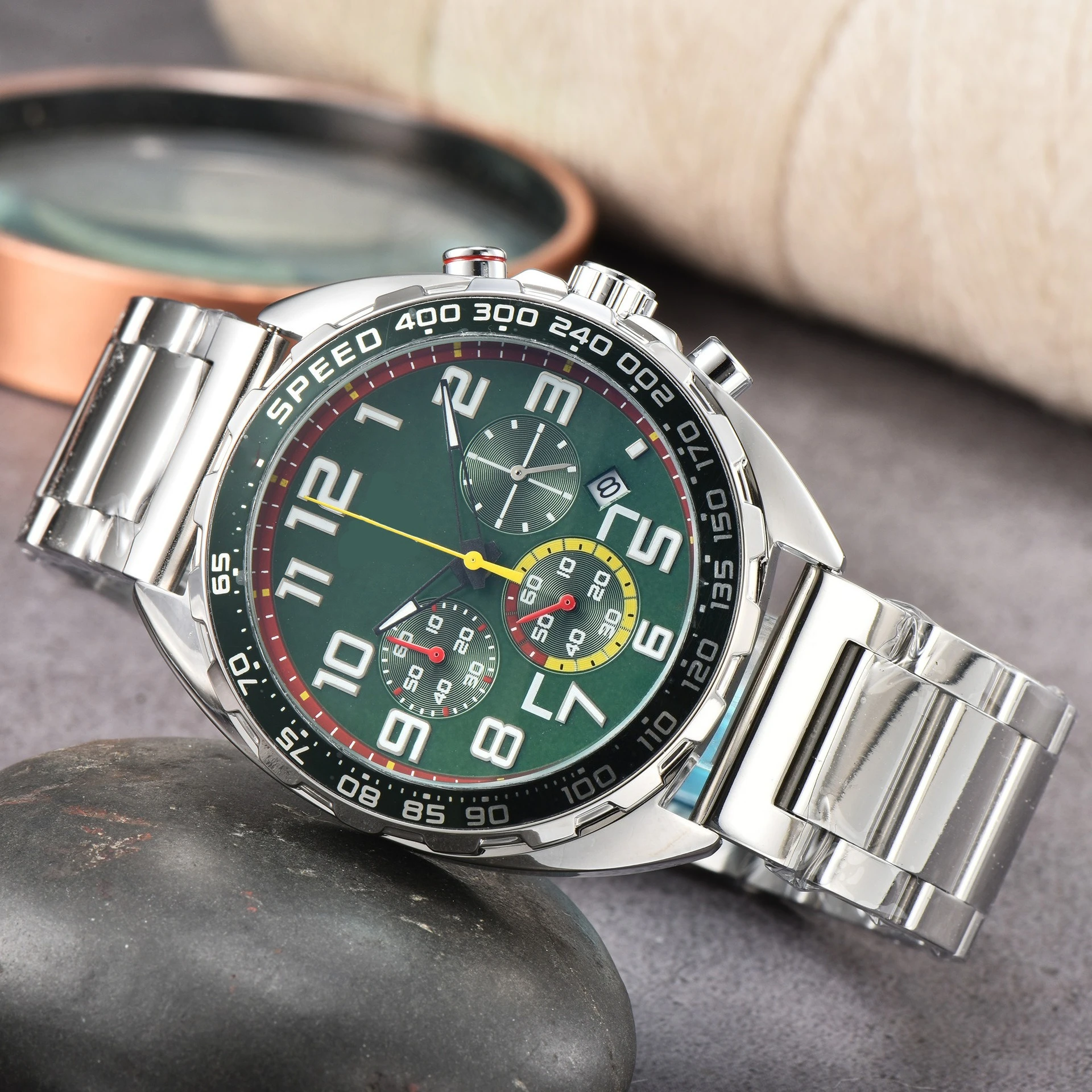 ​​Designer New Luxury Six Hands Steel Strap Mens Quartz Watch Business Casual Style Versatile High Quality Timepiece​