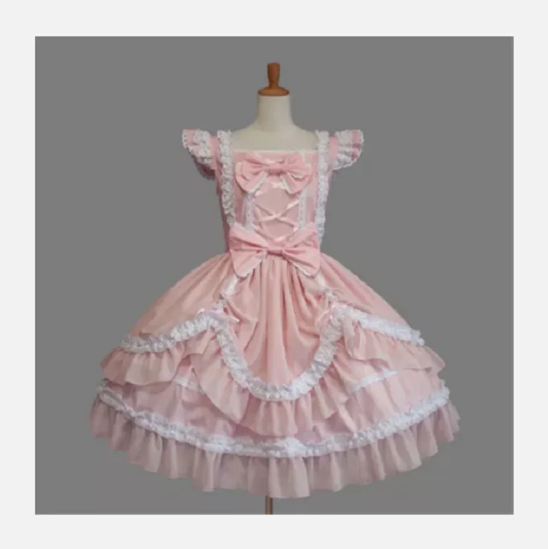 

Gothic Lolita Girl Sissy maid Wear Pink Dress Cosplay Costume Tailor-made