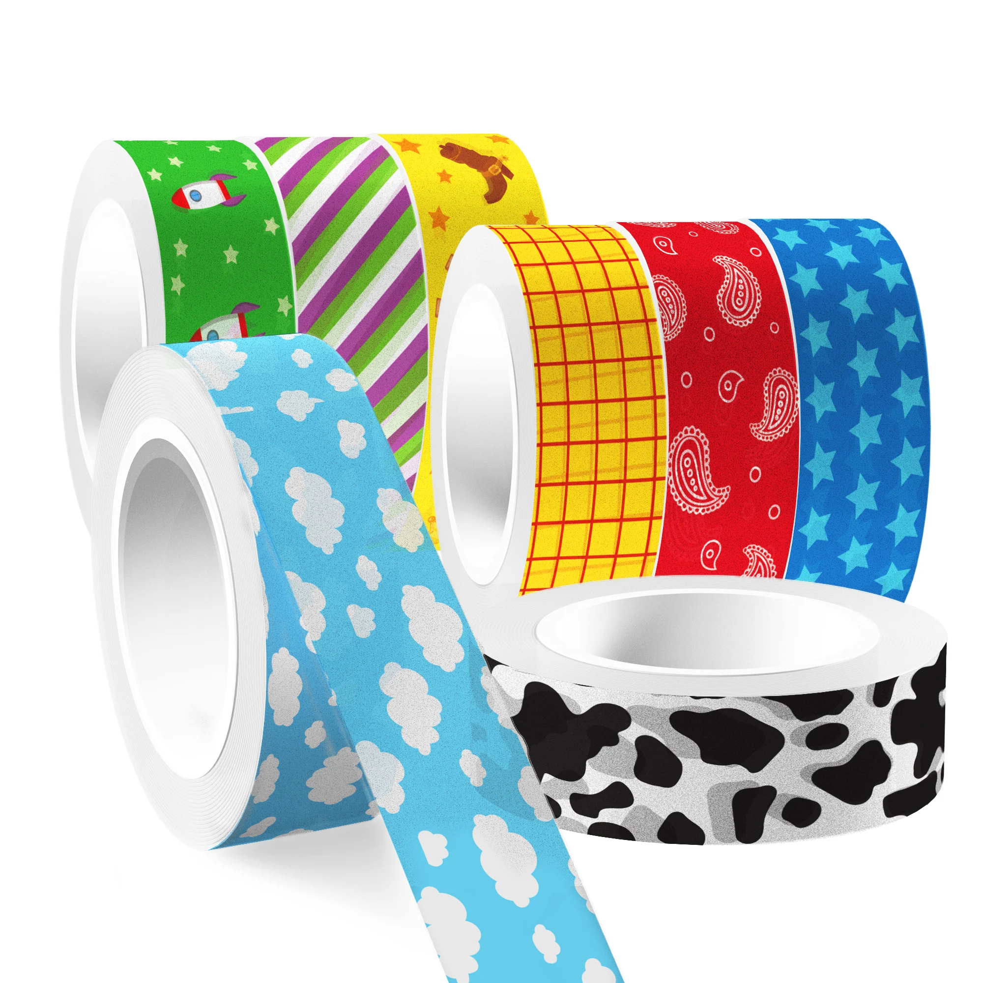 12 Rolls Plaid Cowboy Washi Tape Set,Decorative Paper Stickers,DIY Craft Tape for Gift Wrapping, Scrapbooking Party Supplies