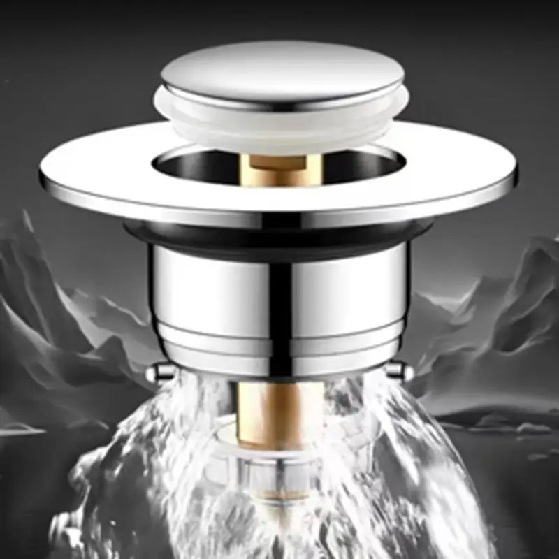 1pcs odour-proof stainless steel sink leak cap bounce core type press drain sink universal accessory for sink