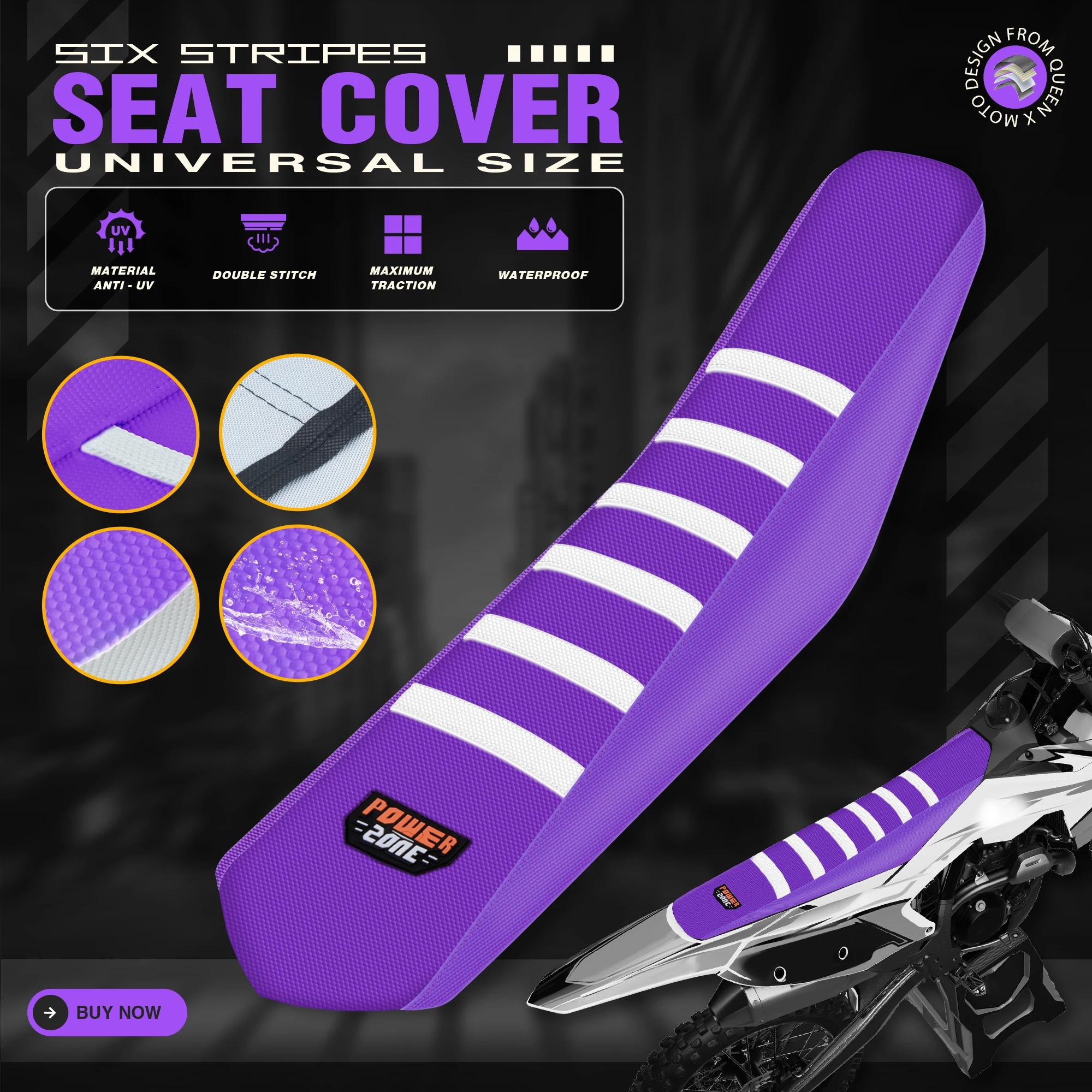 Queen X Universal Motorcycle Rib Ribbed Gripper Seat Cover Waterproof Protection Anti-slip Seat Cover For KTM EXC For HONDA CRF