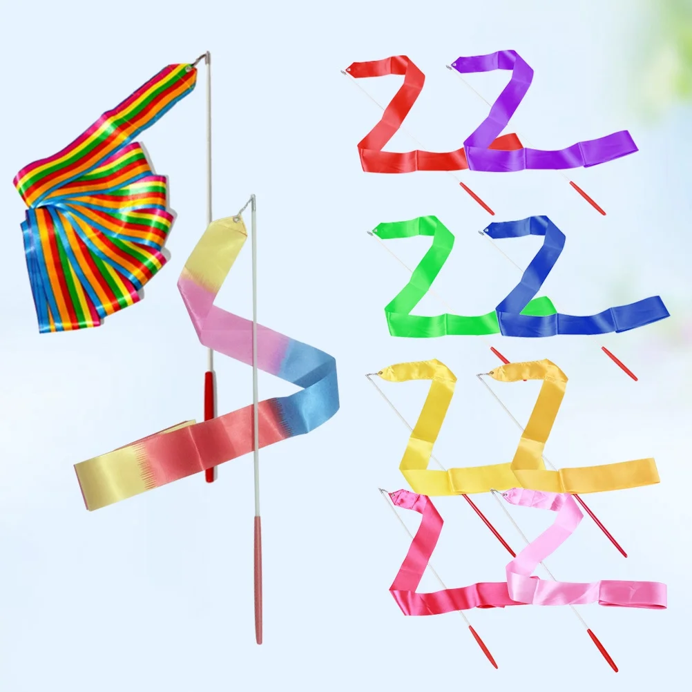 

10pcs 3.2M Artistic Gymnastics Ribbon Colorful Dance Streamers For Kids Training Performance Chinese Oriental Dance Rhythmic