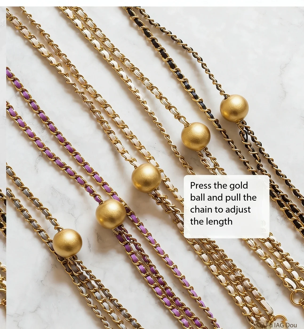 

Сменный ремень для сумки: диагональный, с золотым шаром, цепочкой, из кожи и металла