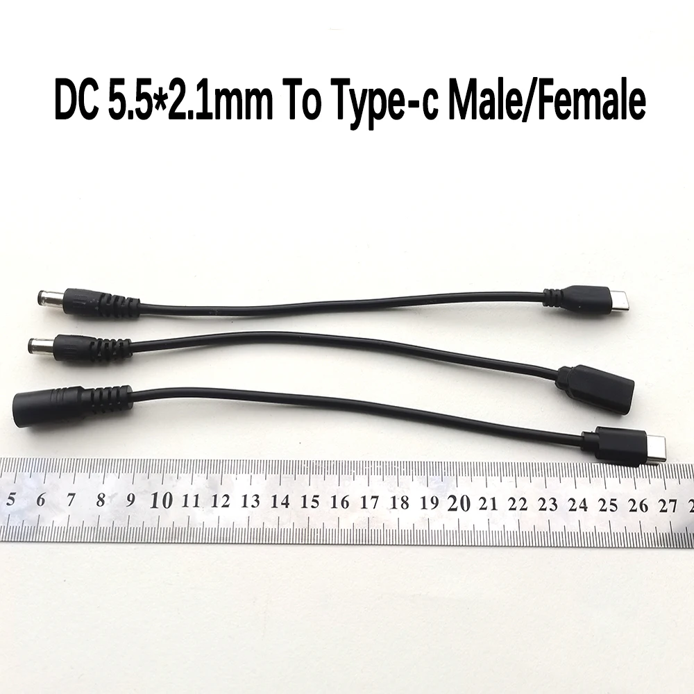 1 Stück Typ-C zu DC 5,5x2,1mm Stromkabel USB-C Stecker/Buchse zu DC-Buchse Adapter für Router CCTV LED-Streifen Laptop DC5,5*2,1 zu Typ-C – Detail 1
