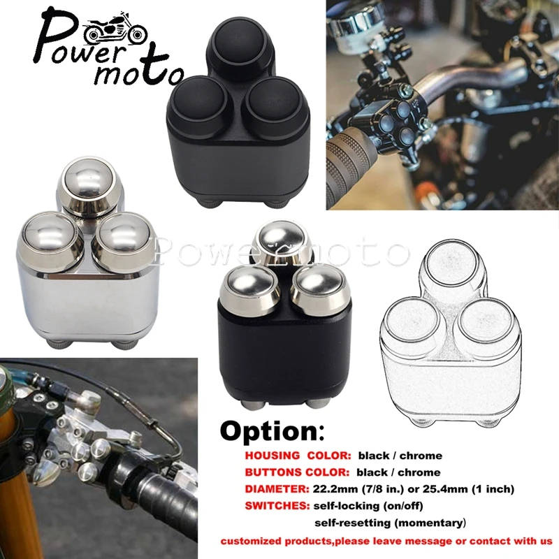 Für Harley Kawasaki Motorrad knopf Lenkersc halter Steuerung Blinker Kill Schalter Momentan Self Lock Reset Schalter 7/8"