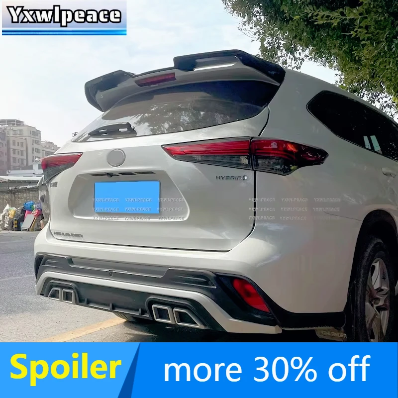 

For Toyota Highlander 4th Roof Spoiler 2021 2022 2023 2024 ABS Glossy Black/Carbon Look Rear Trunk Wing Car Accessories