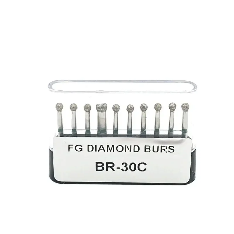 BR-30C Round Head Dental Diamond Burs for High Speed Handpiece Dental High Speed Burs Dentist Polish Tool 10pcs/set