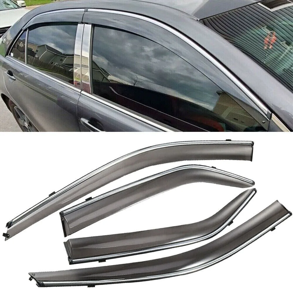 

For 12-17 Toyota Camry Chrome Window Visors Rain Guard Vent Sun Shade Deflector