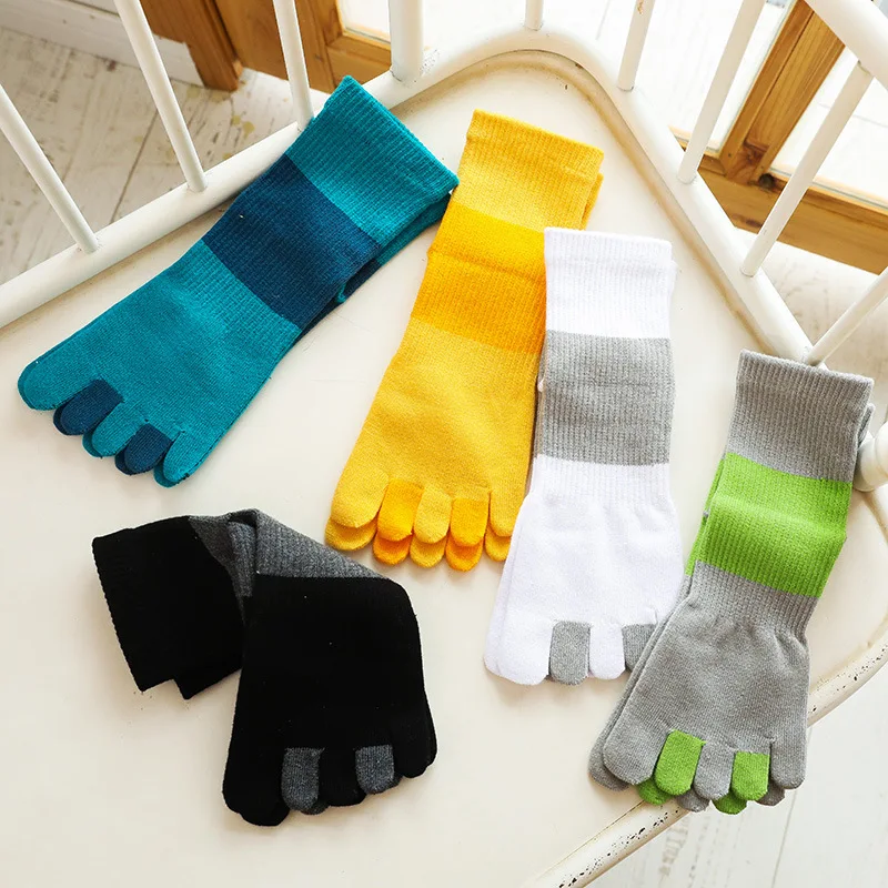 5 Pairs Sport 5 Finger Socks Man Compression Damping Cotton Sweat-Absorbing Breathable Fitness Marathon Basketball Toe Socks