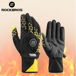 ROCKBROS Winter Glove Windproof Cycling Gloves Touch Screen Keep Warm Bicycle Gloves Thickened Pad Shockproof Bike Motor Gloves