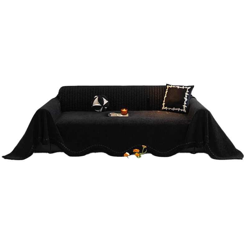 The new solid-color special-shaped sofa towel is non-slip and anti-cat scratching, and the fringed edge is not easy to go off-li