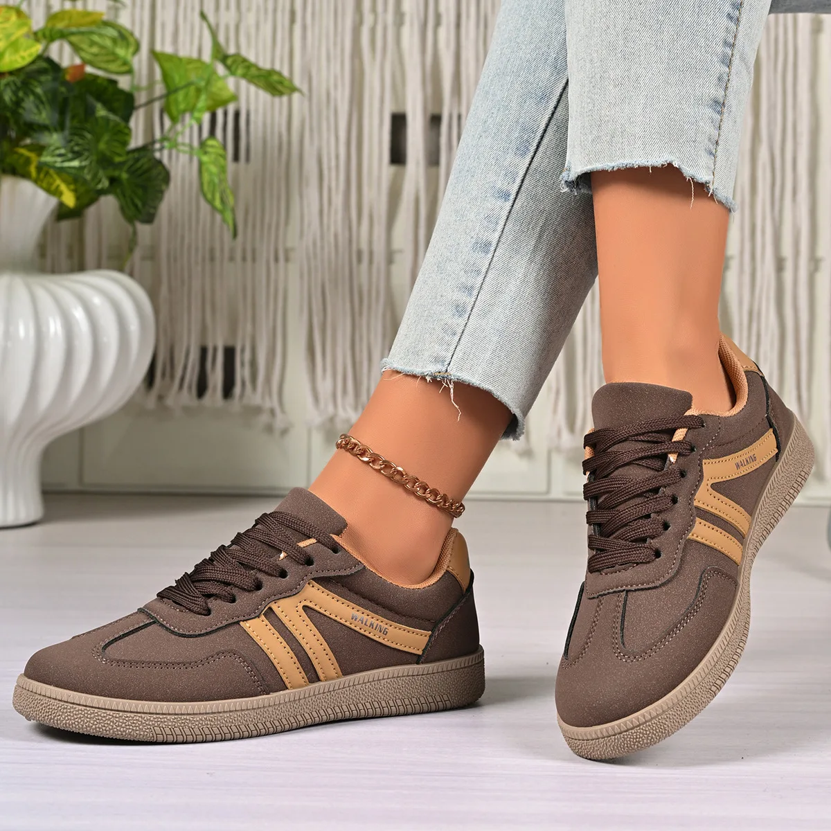 Zapatos deportivos planos informales para Mujer, zapatillas con plataforma de diseño a la moda, Zapatos vulcanizados ligeros antideslizantes con cordones para Mujer