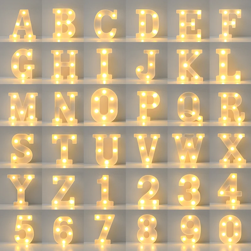 16cm LED Letter Light DIY Decorative Night Lamp Battery Operated For Living Room Party Birthday Wedding Bar Decoration