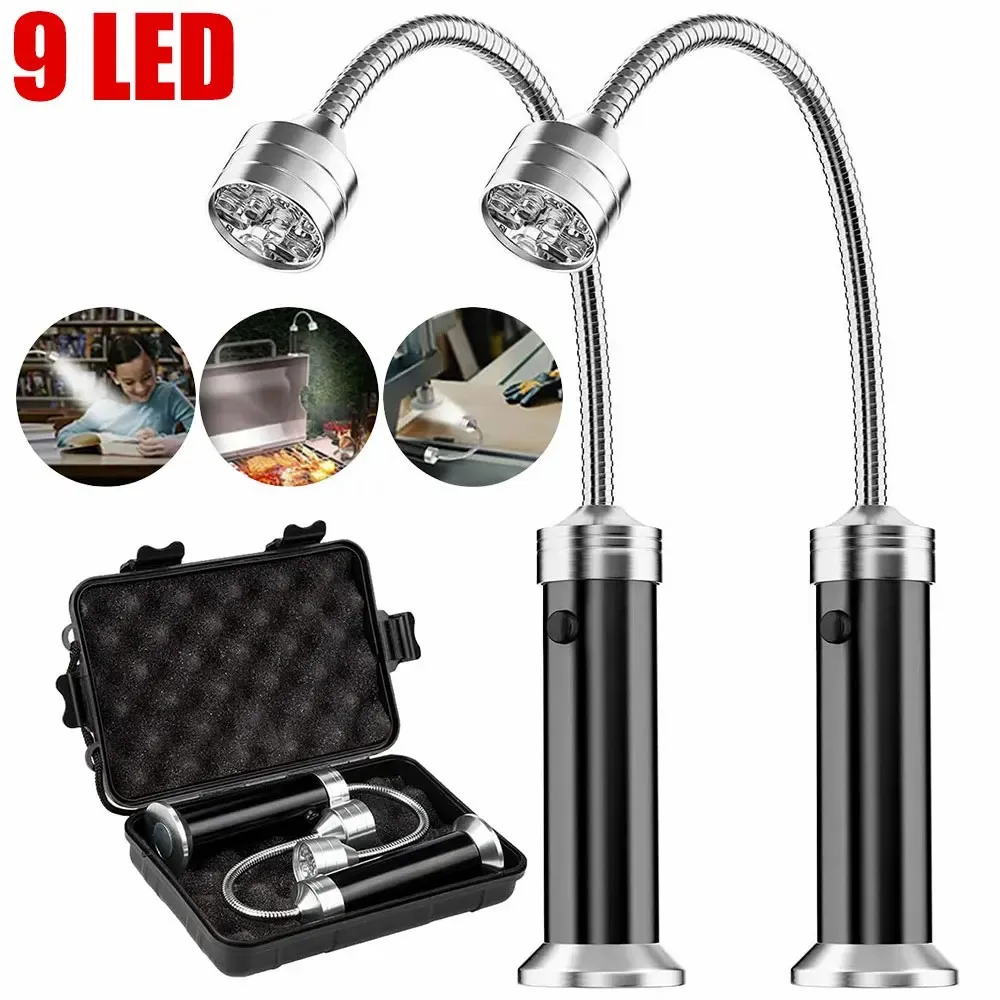 Flexible Hose Light Flashlight 9led With Magnet Bendable Barbecue Maintenance Work Light Outdoor BBQ Camping Emergency Lighting