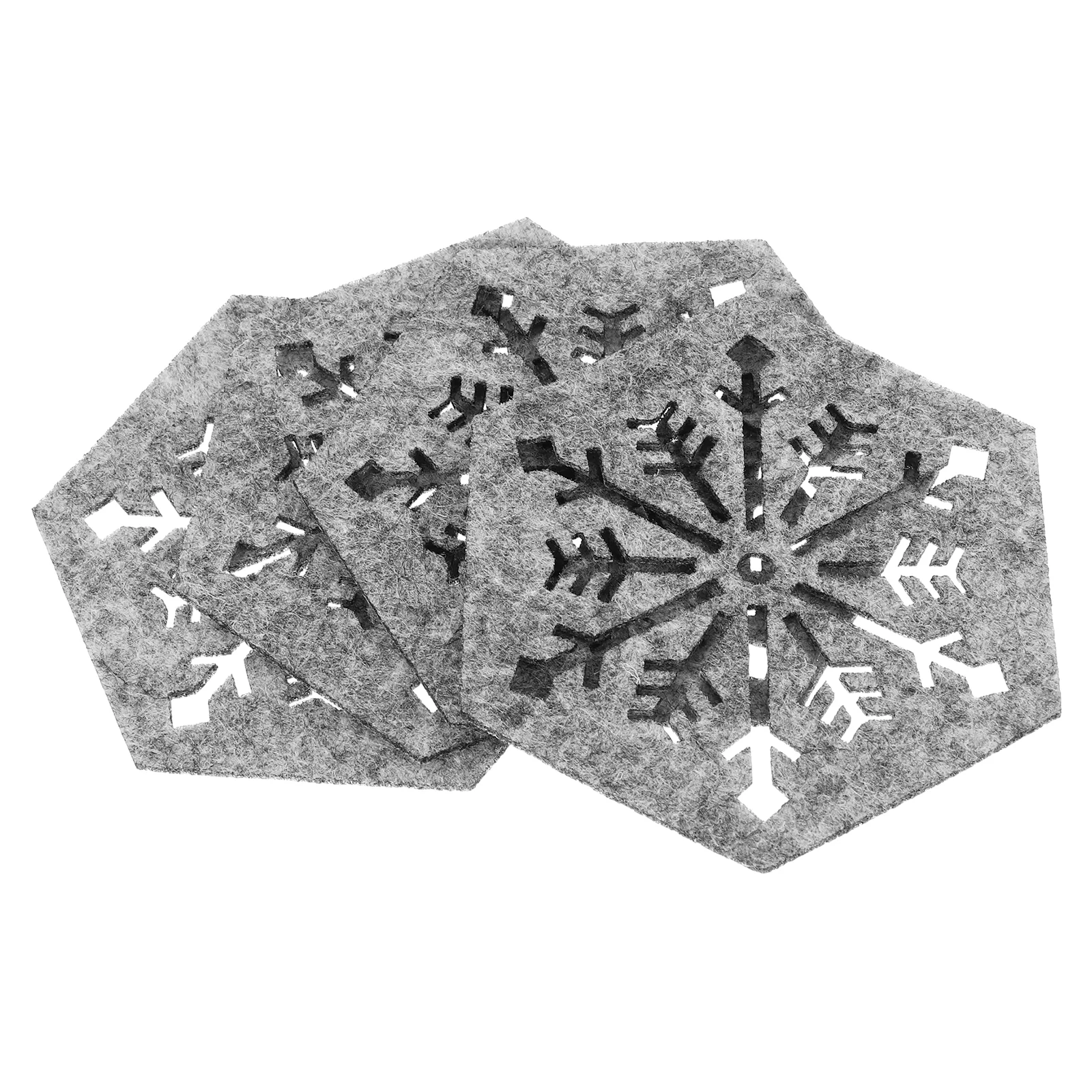 Manteles Individuales de mesa navideños, posavasos hexagonales con copos de nieve, decoraciones para fiesta, cena, vacaciones, 4 Uds.