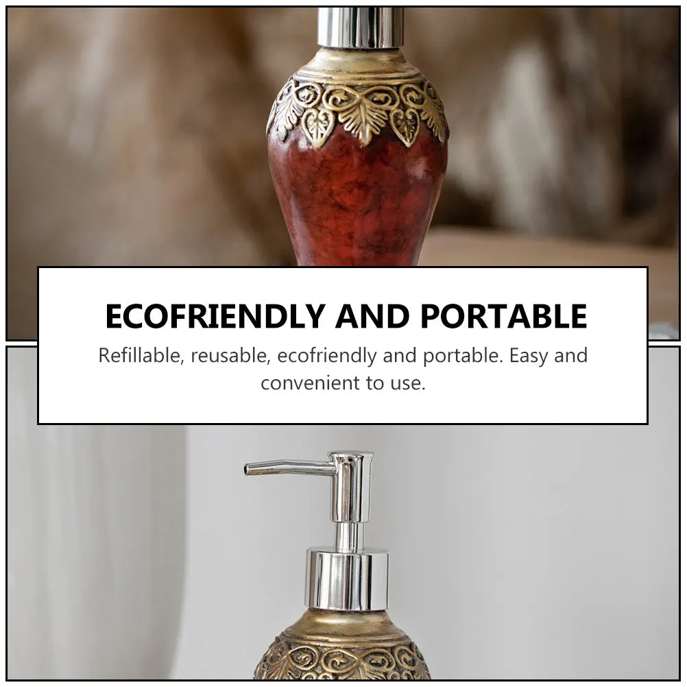 

300Ml Retro Refillable Dispenser Bottle Agate Color Resin Squeezable Leak-Proof Container for Shampoo Lotion Body Wash Liquid