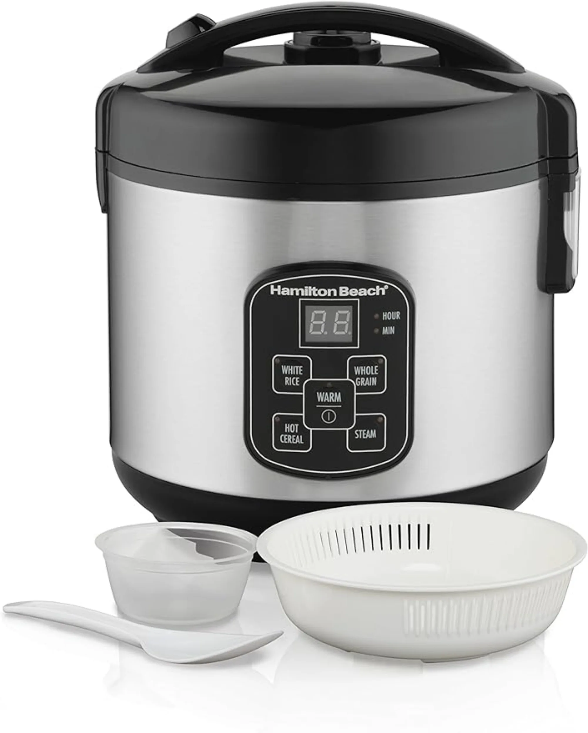 

Digital Programmable Rice Cooker and Food Steamer Egg/Steamer Tray Compact 6 Cups Cooked 3 Cups Uncooked