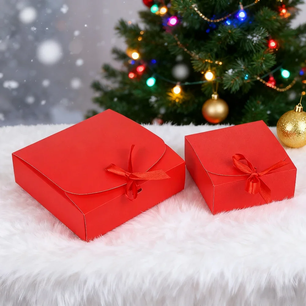 Weihnachtsgeschenkbox Rote Verpackungsbox Perfekt für Partyfavors, Heimdekoration, Ideal zum Verschenken an Freunde – Detail 3