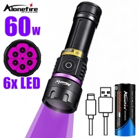60W 6x365nm UV LED High Power Flashlight Blac klight CatDog Urine Stain Tinea Ore Money Scorpion Marker Rechargeable torch lamps