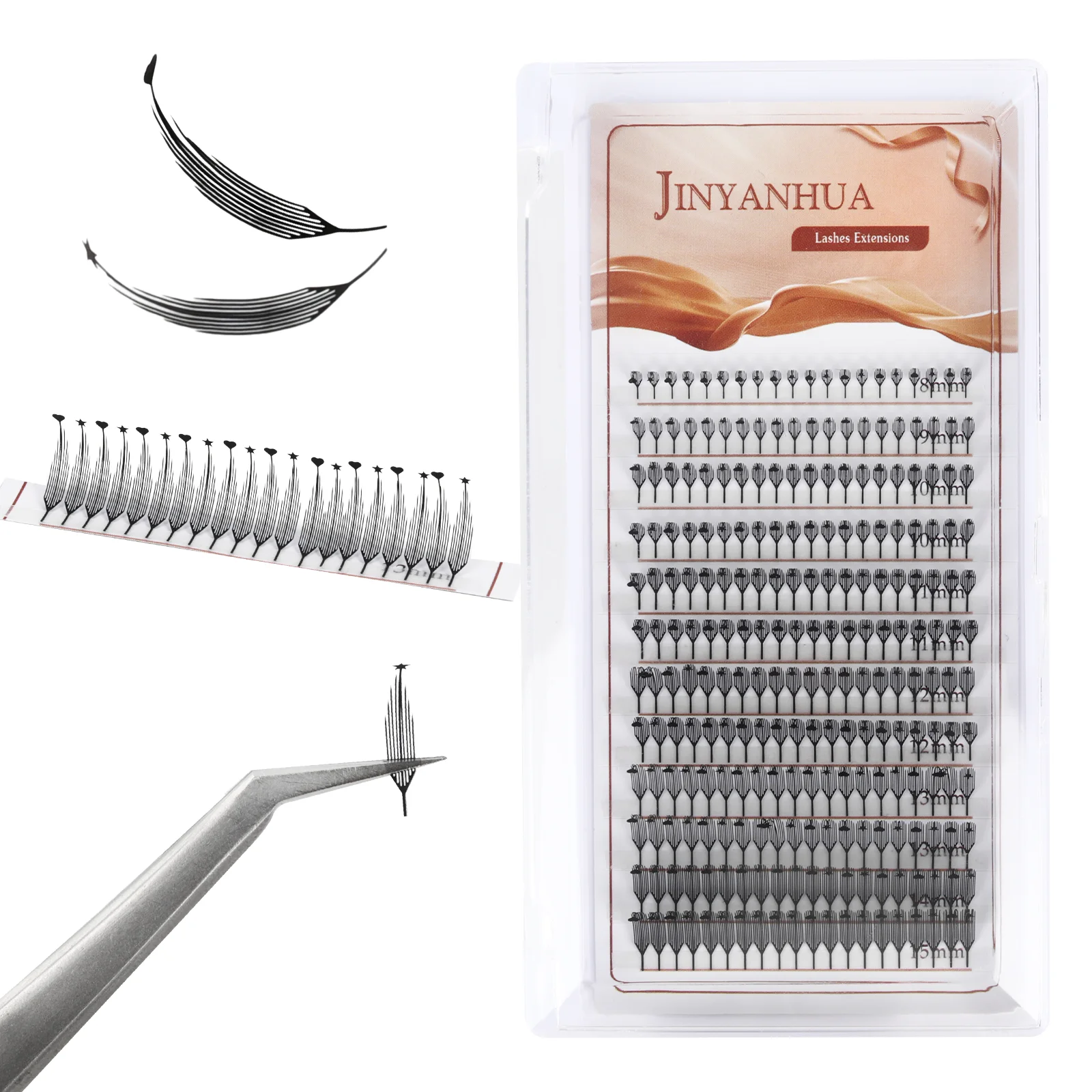 

Spire Lashes Premade Pyramid Spike Lash Fans C D Curl Mix 8-15mm Eyelash Extensions Comic Premade Lashes Feather Light Anime