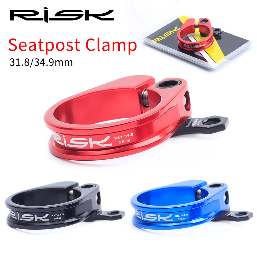 RISK New 31.8/34.9mm Aluminium Bike Seatpost Clamp Ultralight MTB Mountain Road Bicycle Seat Post Clamp With Cable Organizer