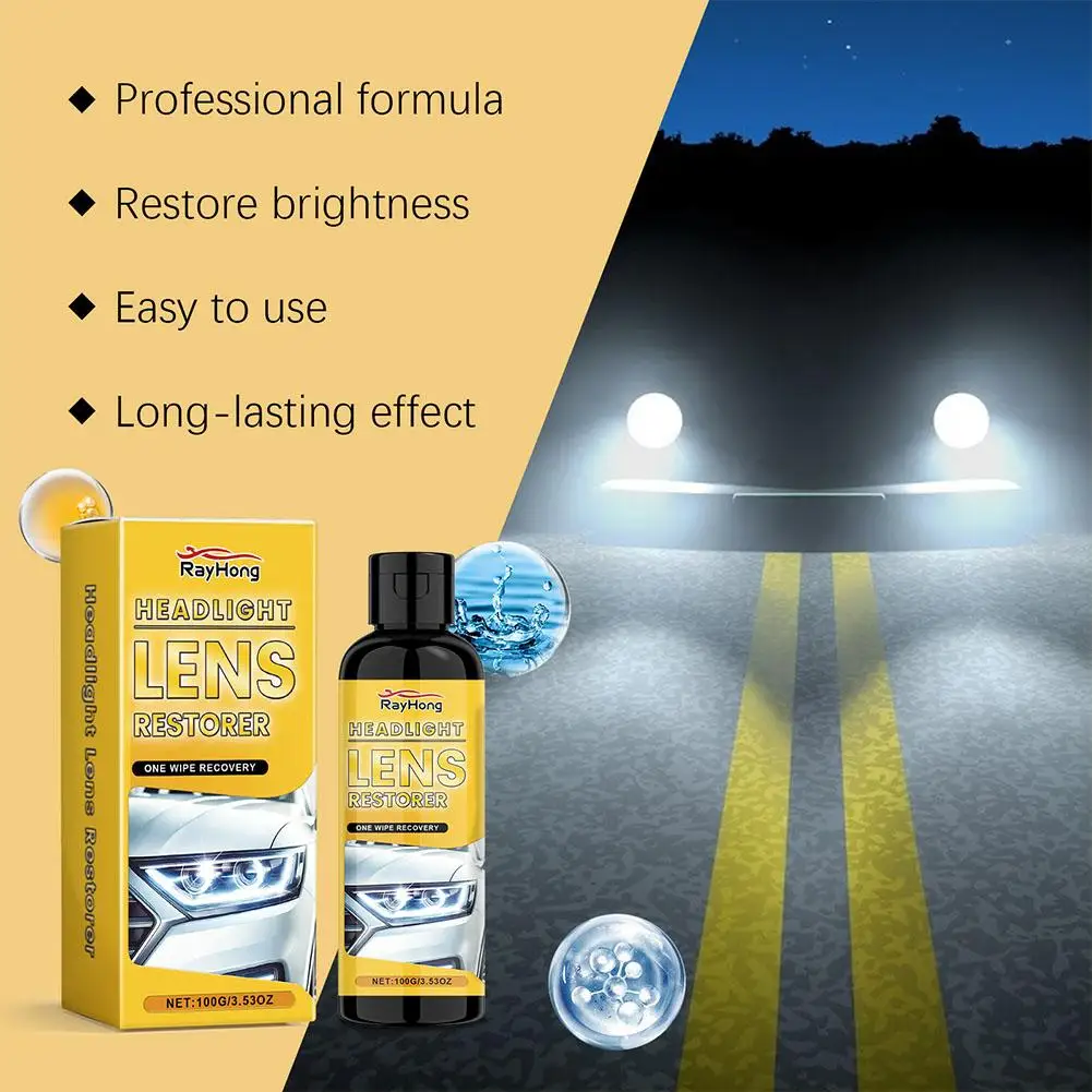Car Headlight Restoration Polishing Kits Headlamp Scratch Remover Repair Cleaning Paste Remove Oxidation Headlight Polish Liquid - Image 3