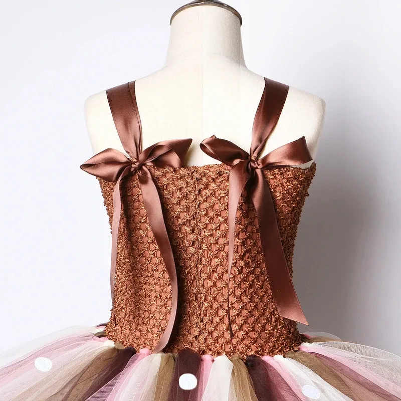 AD1 아기 소녀 핑크 브라운 사슴 의상 어린이를위한 크리스마스 신년 드레스 어린이 순록 발레 Tutus 복장 Hai5@rD ~