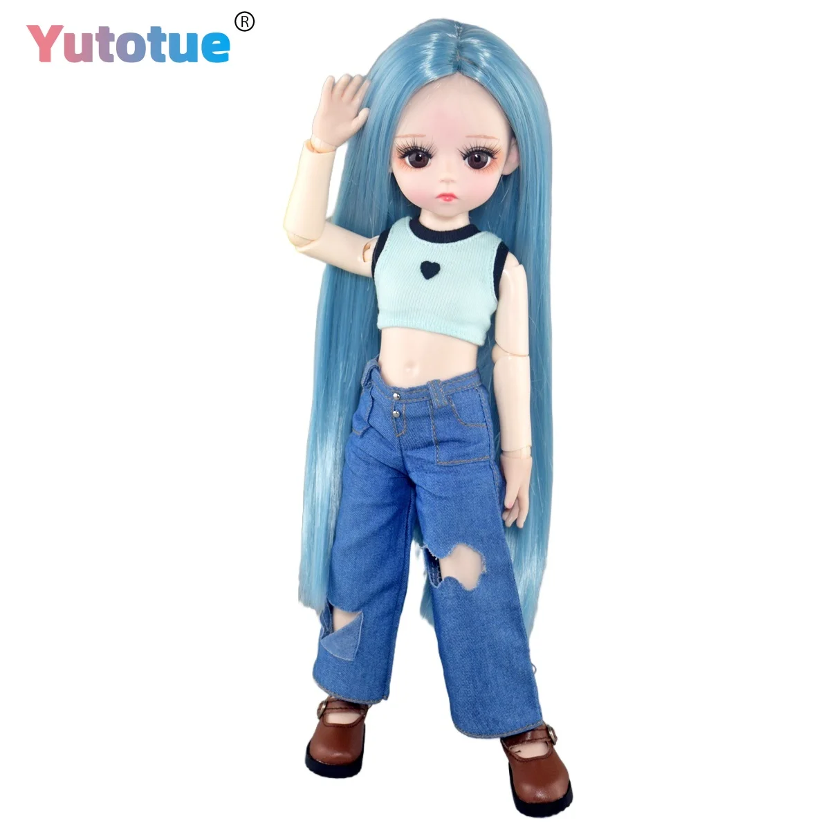 

YUTOTUE 30cm Height Girl Doll with Long Straight Hair Wig Fashion Clothes Set BJD Toy Kids Gift