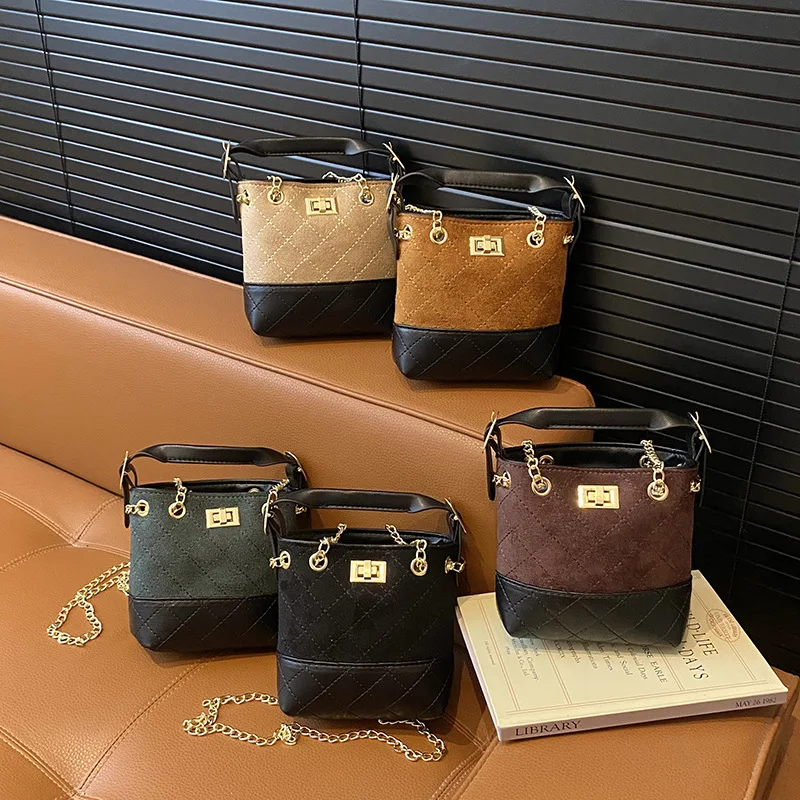 

2025 Vintage Color Block Bucket Bag for Women, Genuine Leather Multi-way Shoulder Crossbody Purse, Retro Chic Tote for Work