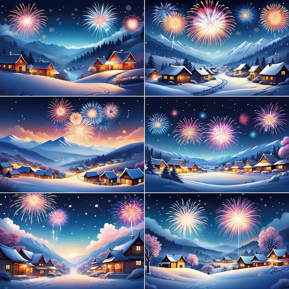 

MOON.QG 2025 Christmas Village Photography Background Snow Winter New Year Photo Backdrop Photography Studio Photocall Supplies