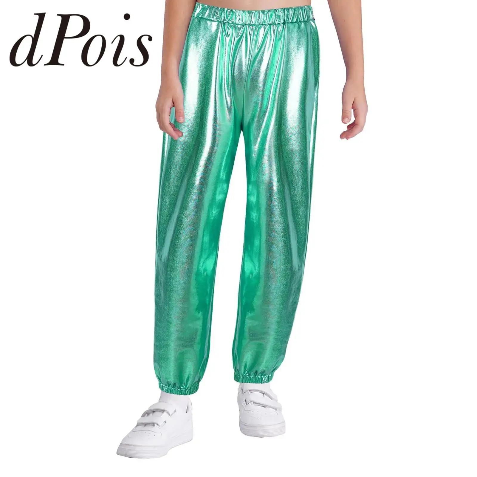 

Girls Jazz Dance Costume Fashion Disco Kids Girls Hip Hop Outfits Cropped Hoodie Vest Pants Dancing Suit Metallic Streetwear