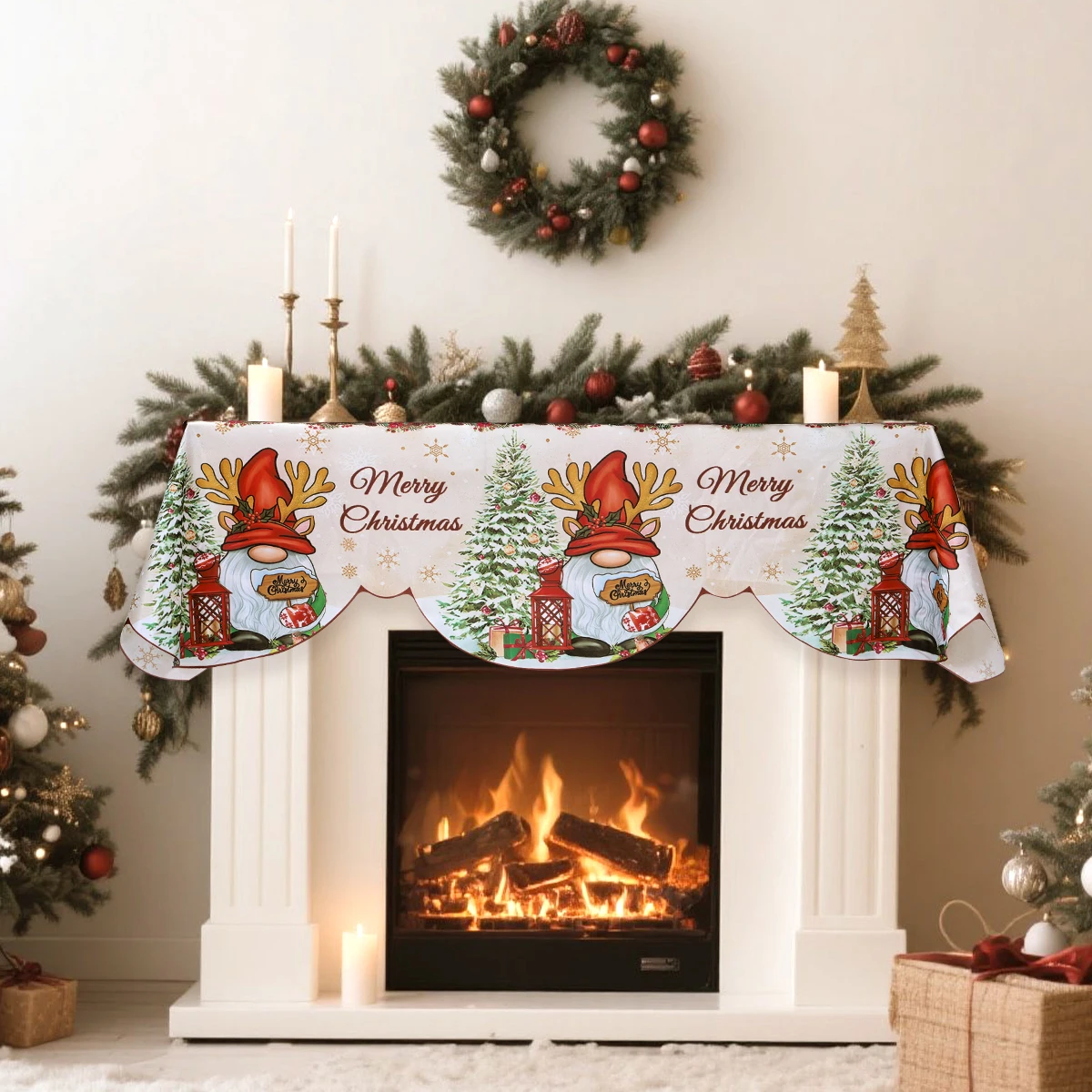 Navidad chimenea Mantel bufanda decoración de fiesta de Navidad favores para niños 2025 Navidad sala de estar Navidad Natal regalo de Año Nuevo 2026