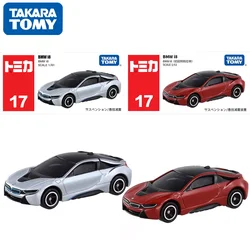 TAKARA TOMY Tomica NO.17 1/61 BMW I8 Czerwony elektryczny samochód sportowy Zabawka ze stopu Pojazd silnikowy Odlewany metal Model Prezenty dla dzieci Chłopcy