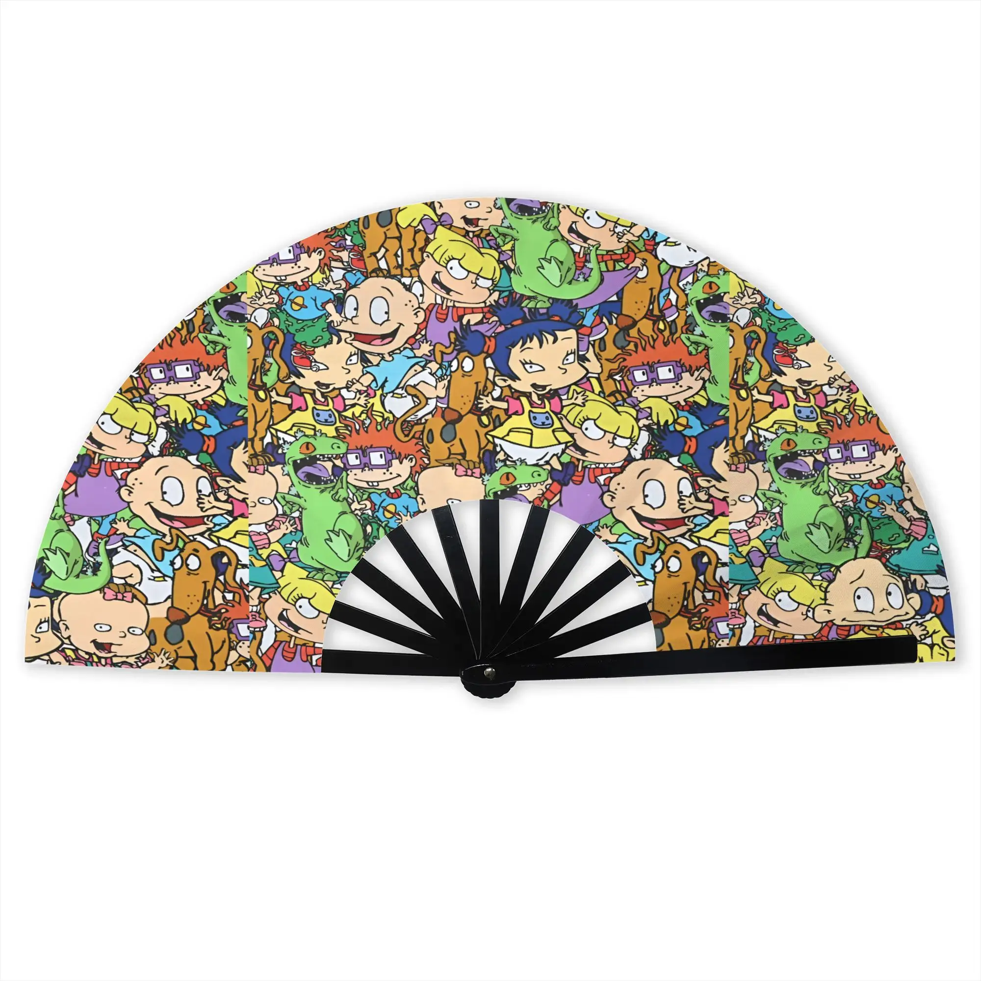 R-Rugrated Manga Movie Stylish Hand Fan Women Popular  Polyester Fan Vintage Costume Prop Folding Fans For Sports Events Gift